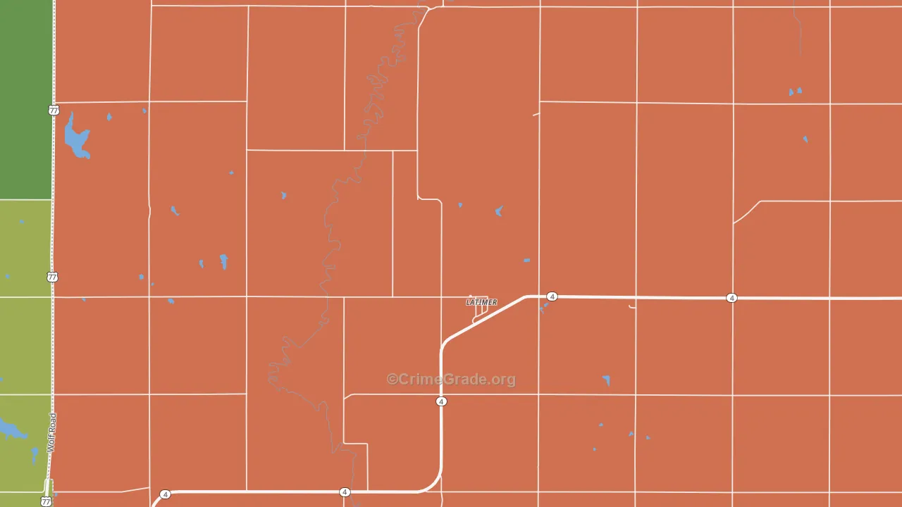 Latimer, KS Map of Theft Rates
