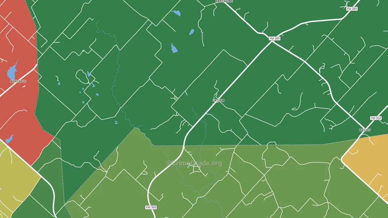 Latium, TX Map of Theft Rates