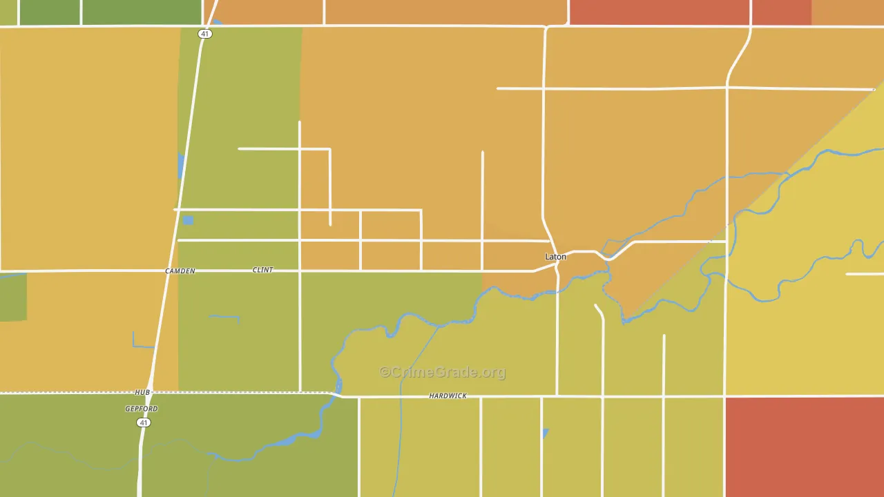 Laton, CA Map of Theft Rates