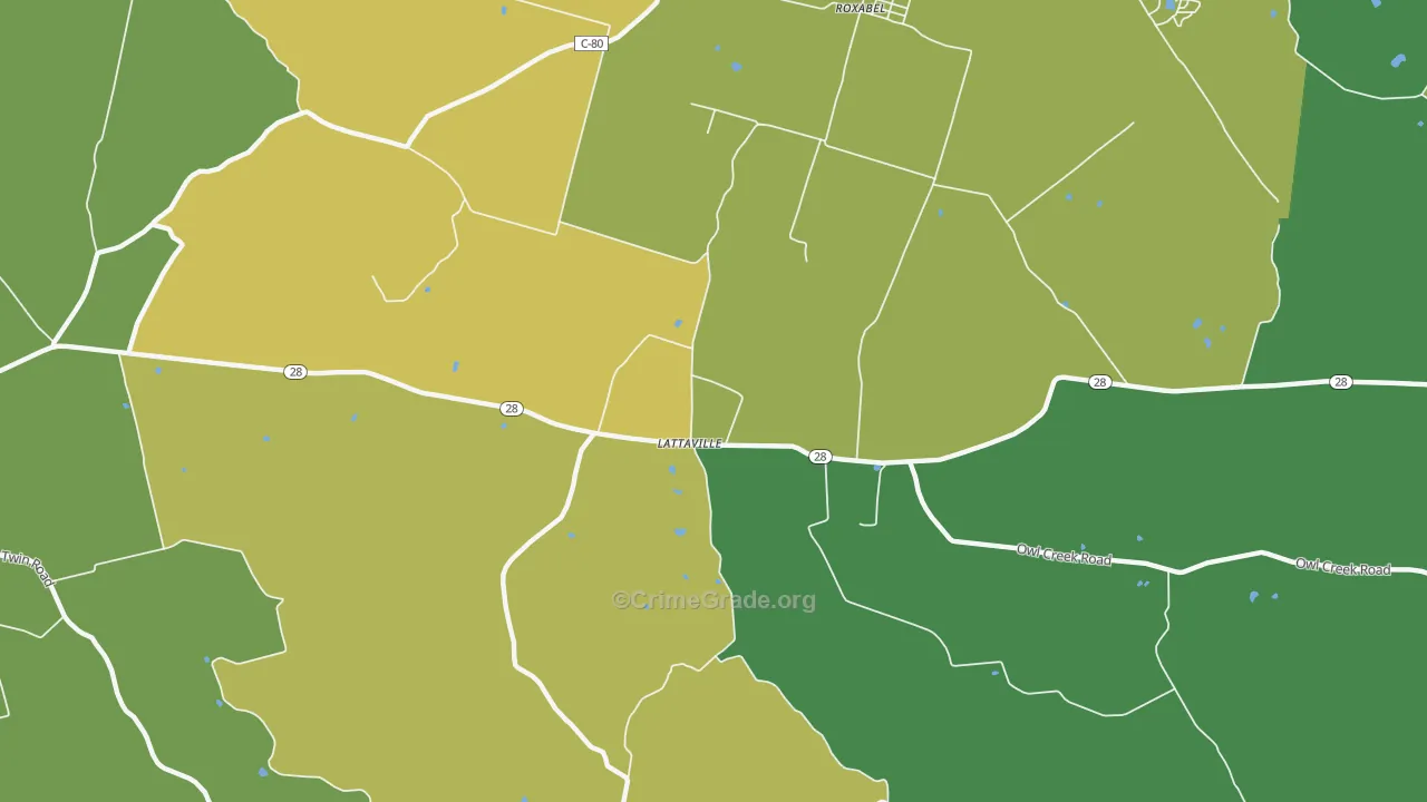 Lattasville, OH Map of Theft Rates
