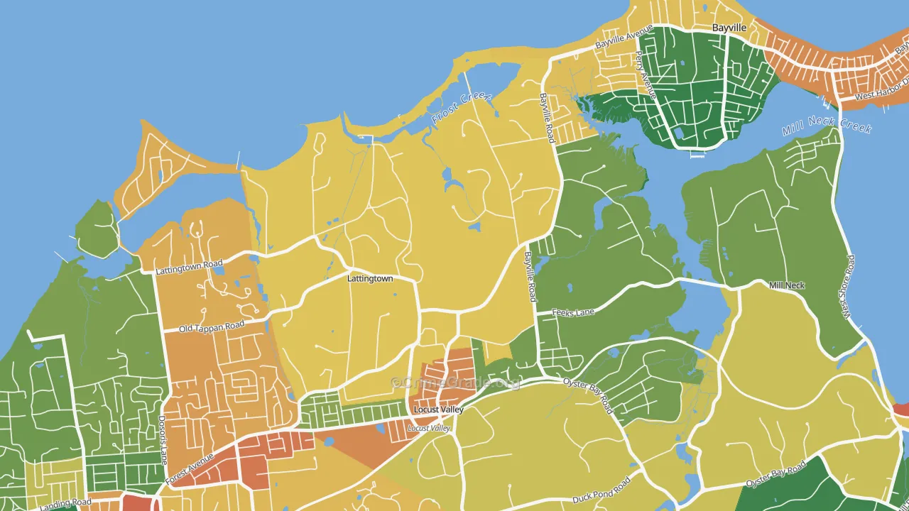 Lattingtown, NY Map of Theft Rates