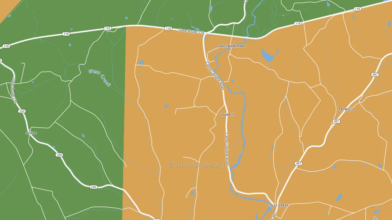 Laubachs, PA Map of Theft Rates