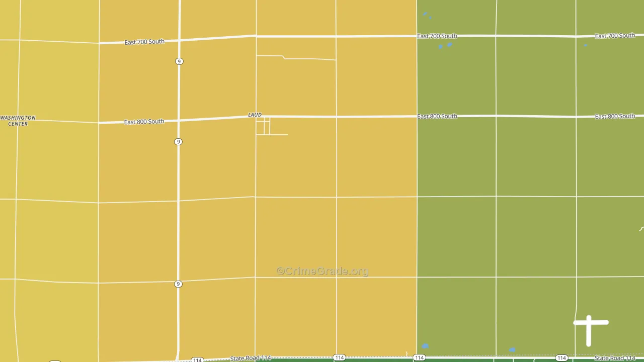 Laud, IN Map of Theft Rates