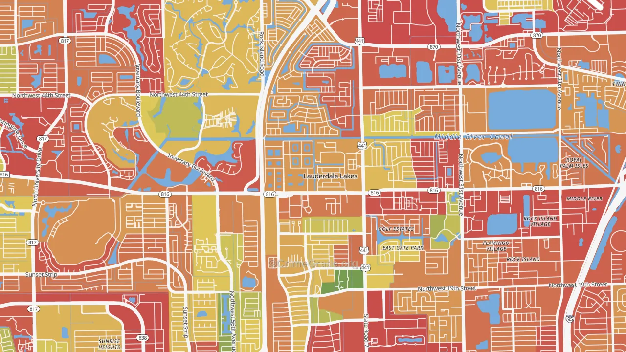 Lauderdale Lakes West Gate, Lauderdale Lakes, FL Map of Theft Rates