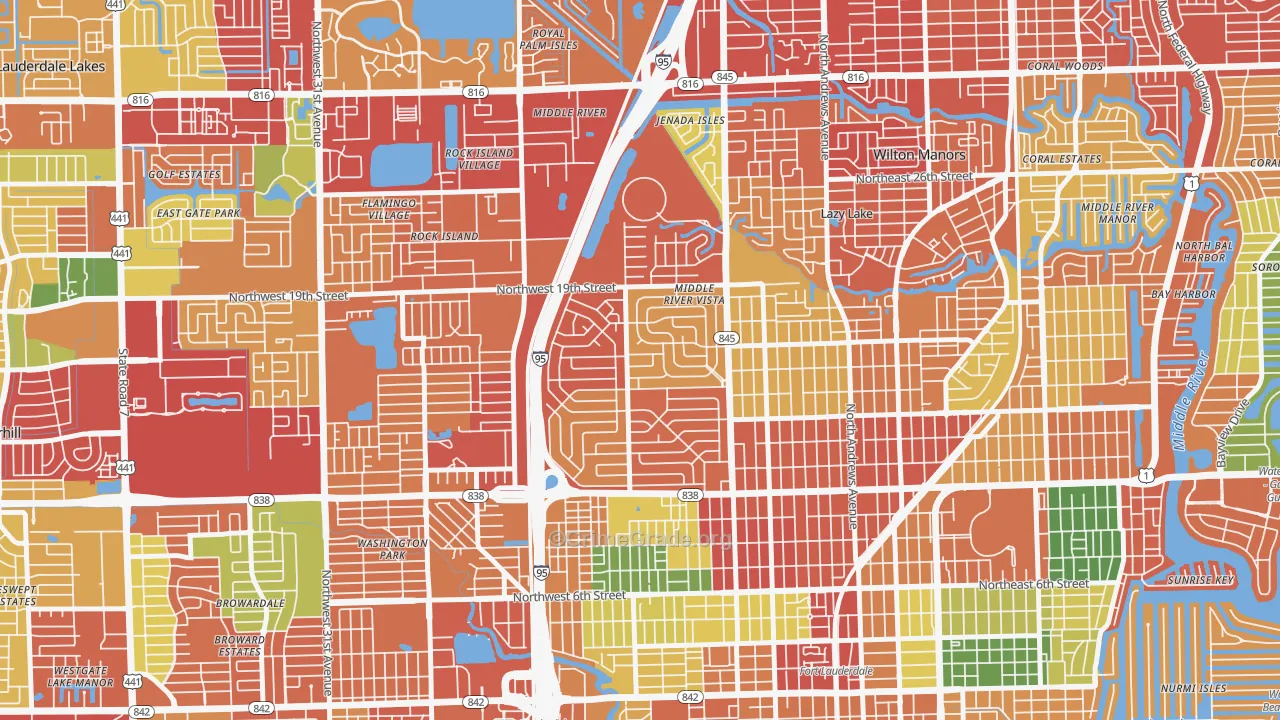 Lauderdale Manors, Fort Lauderdale, FL Map of Theft Rates