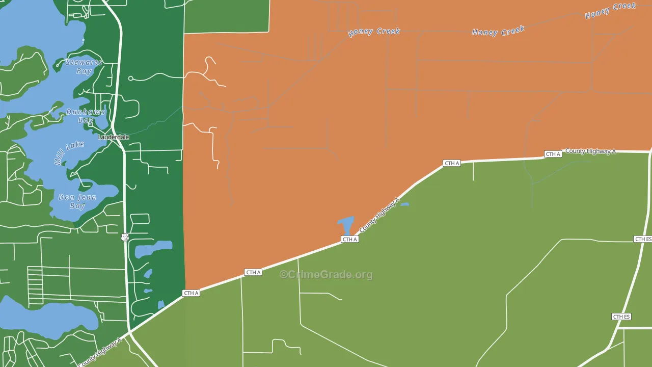 Lauderdale, WI Map of Theft Rates