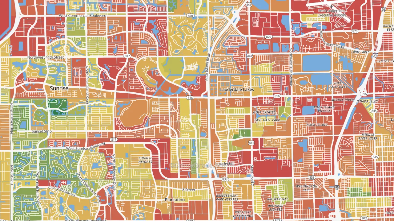 Lauderhill, FL Map of Theft Rates
