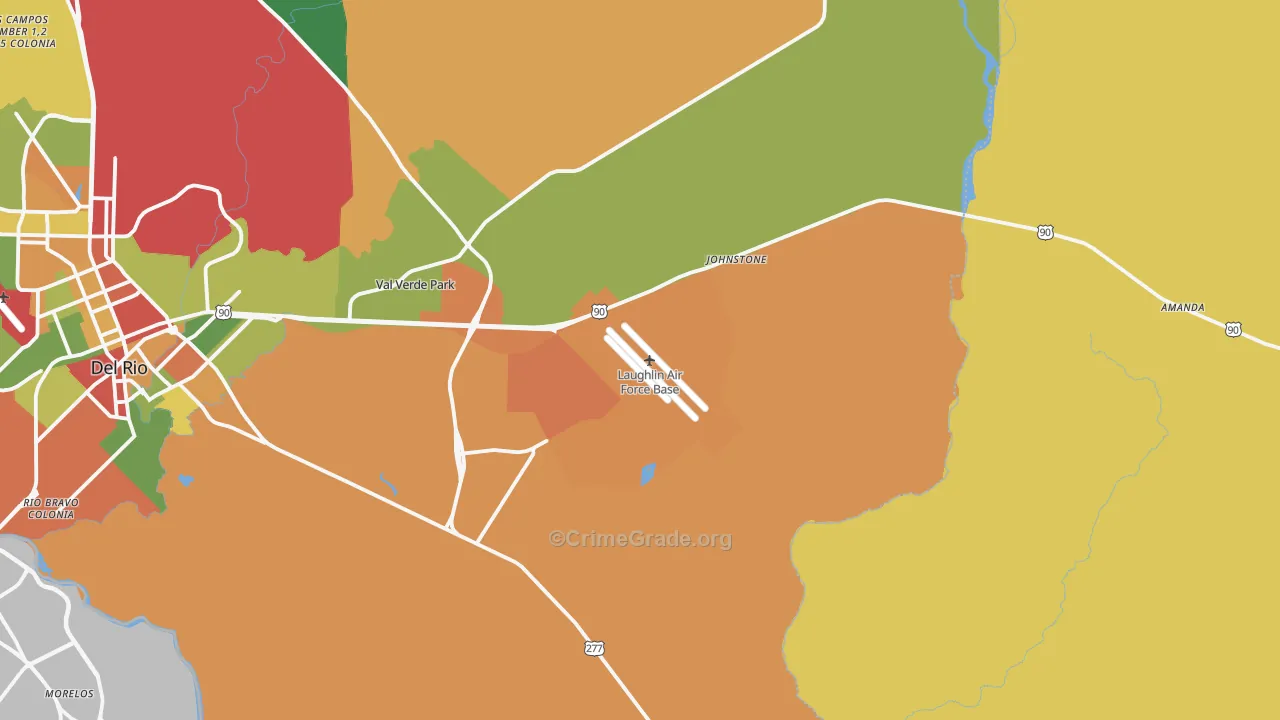 Laughlin A F B, TX Map of Theft Rates