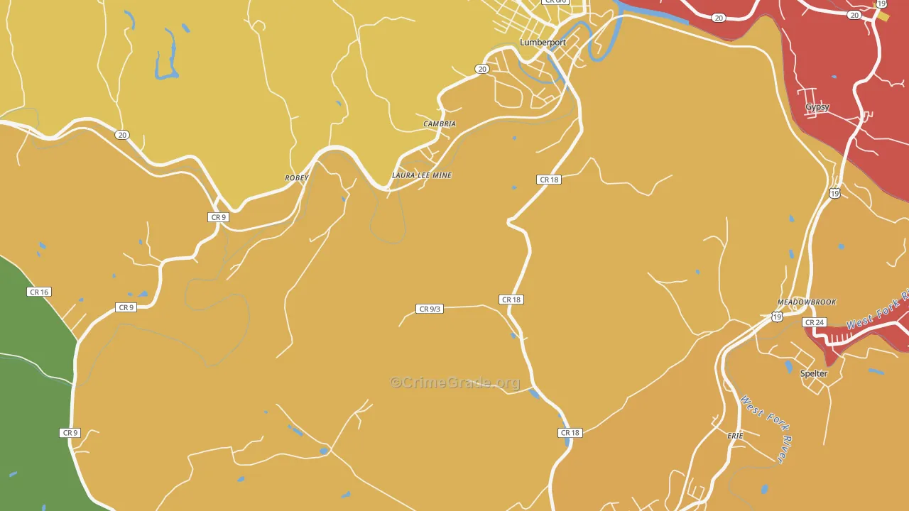 Laura Lee Mine, WV Map of Theft Rates