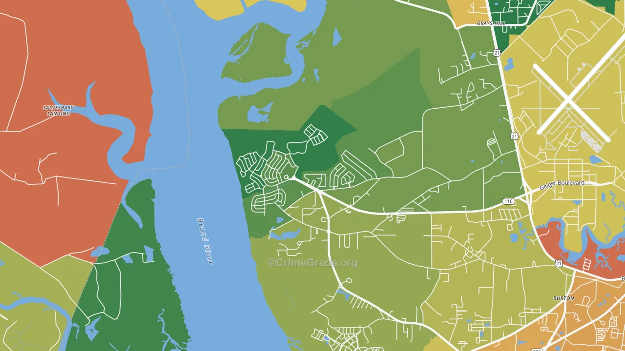 Laurel Bay, SC Map of Theft Rates