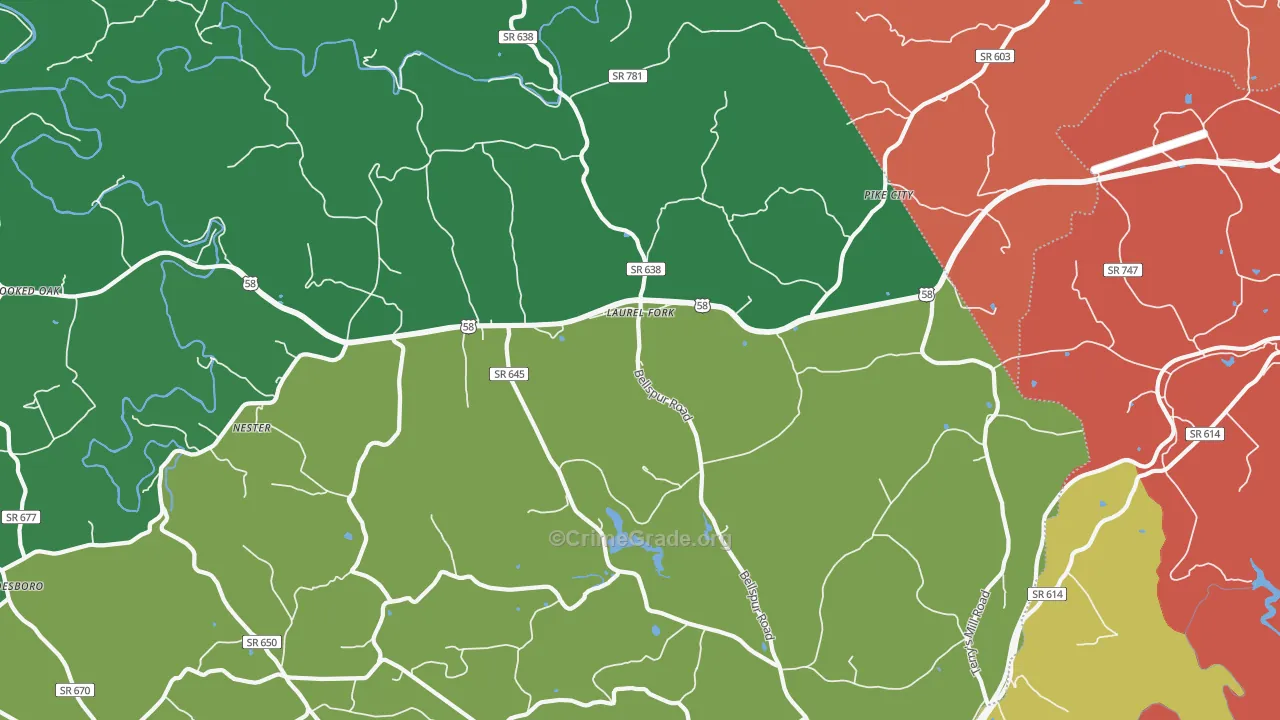 Laurel Fork, VA Map of Theft Rates