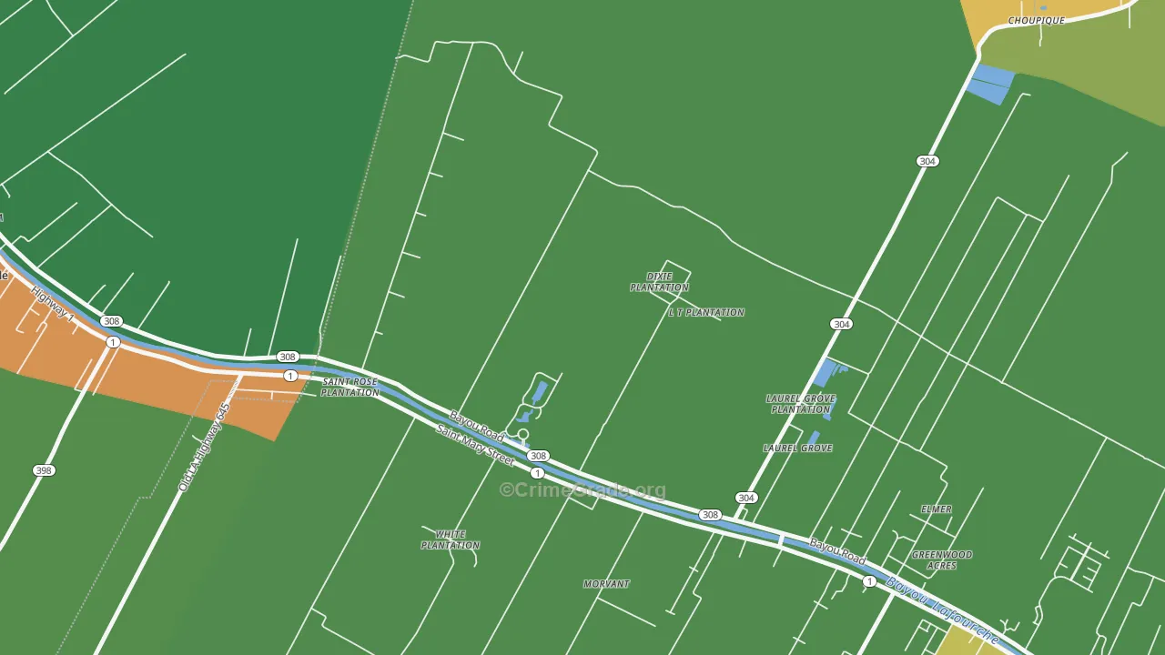 Laurel Grove, LA Map of Theft Rates