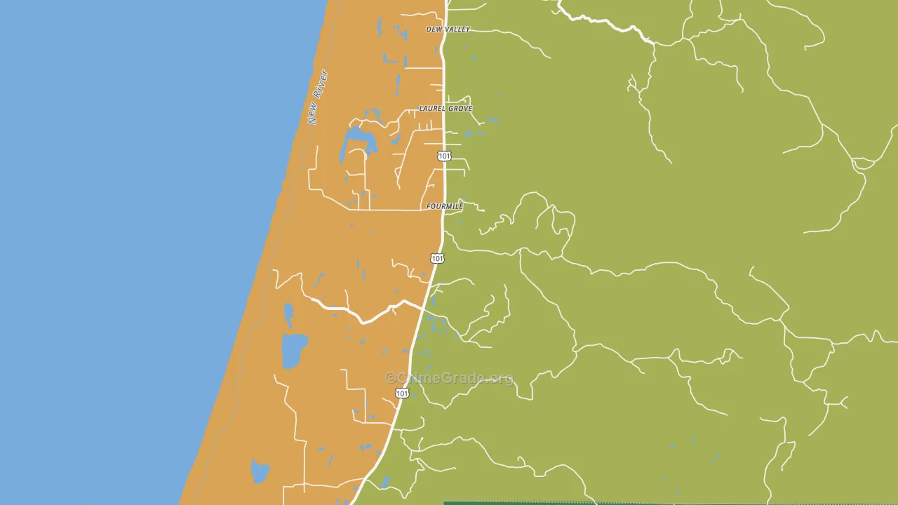Laurel Grove, OR Map of Theft Rates