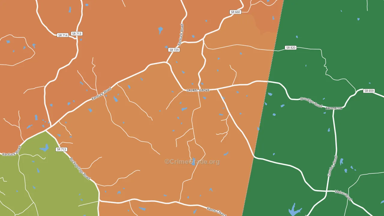 Laurel Grove, VA Map of Theft Rates