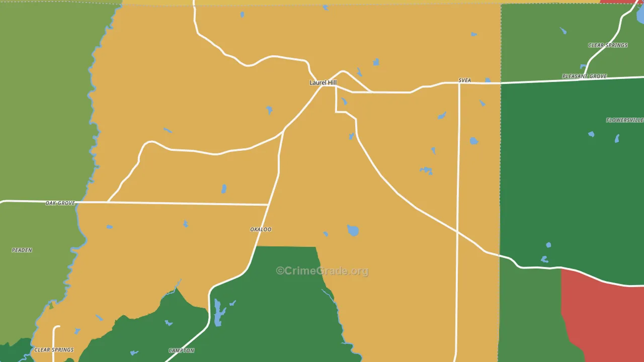 Laurel Hill, FL Map of Theft Rates