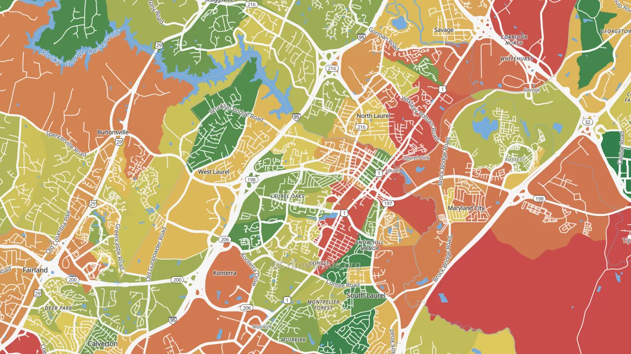 Laurel, MD Map of Theft Rates
