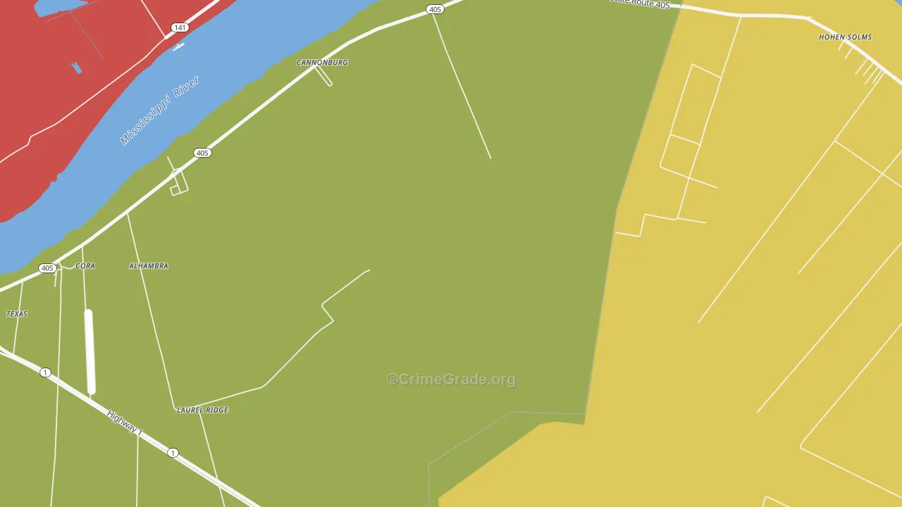 Laurel Ridge, LA Map of Theft Rates