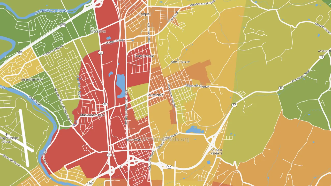 Laureldale, PA Map of Theft Rates