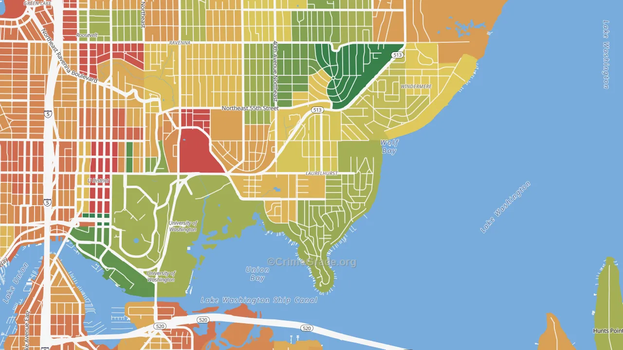 Laurelhurst, Seattle, WA Map of Theft Rates