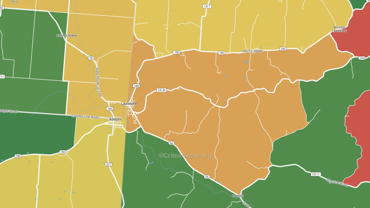 Laurelville, OH Map of Theft Rates