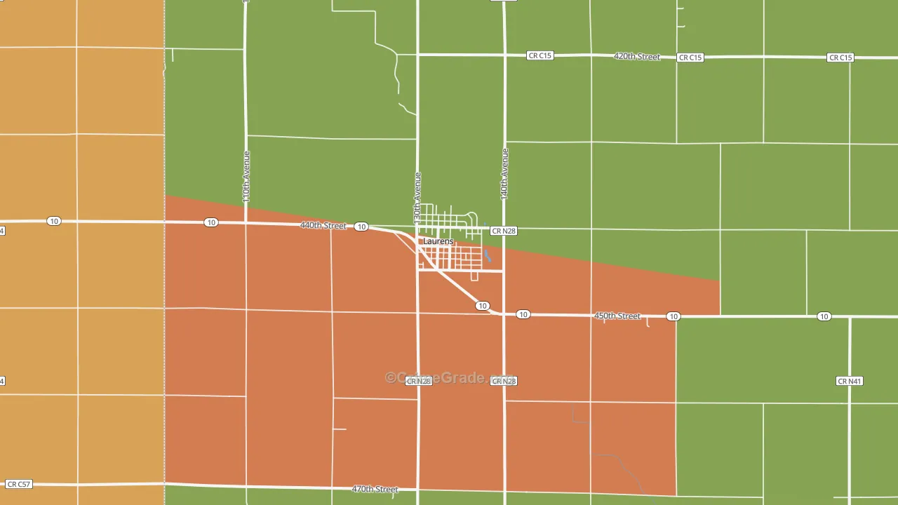Laurens, IA Map of Theft Rates