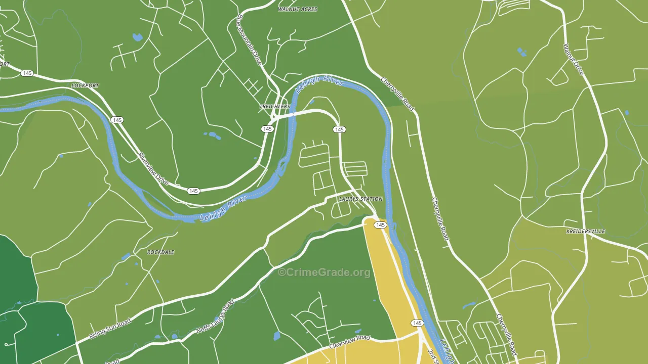 Laurys Station, PA Map of Theft Rates