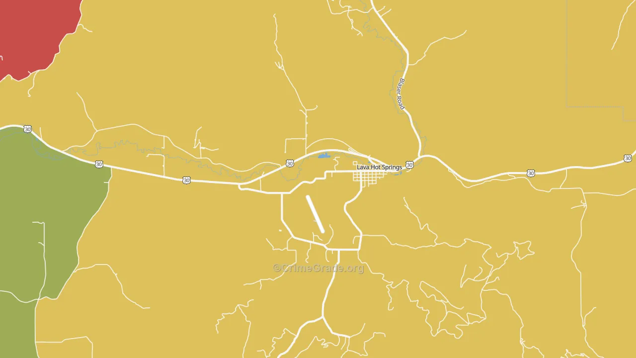 Lava Hot Springs, ID Map of Theft Rates