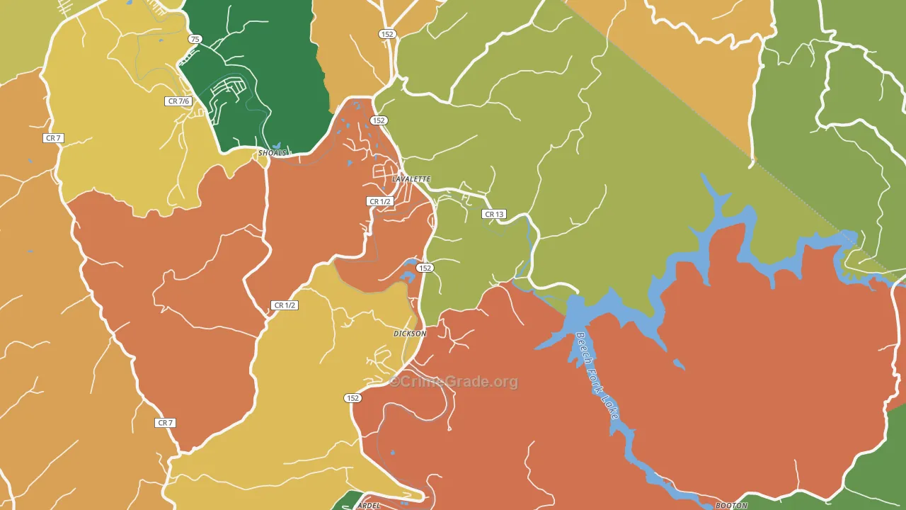 Lavalette, WV Map of Theft Rates
