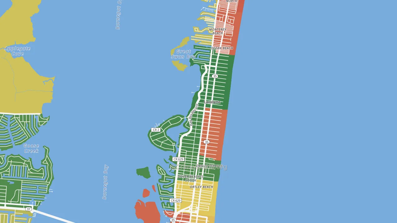 Lavallette, NJ Map of Theft Rates