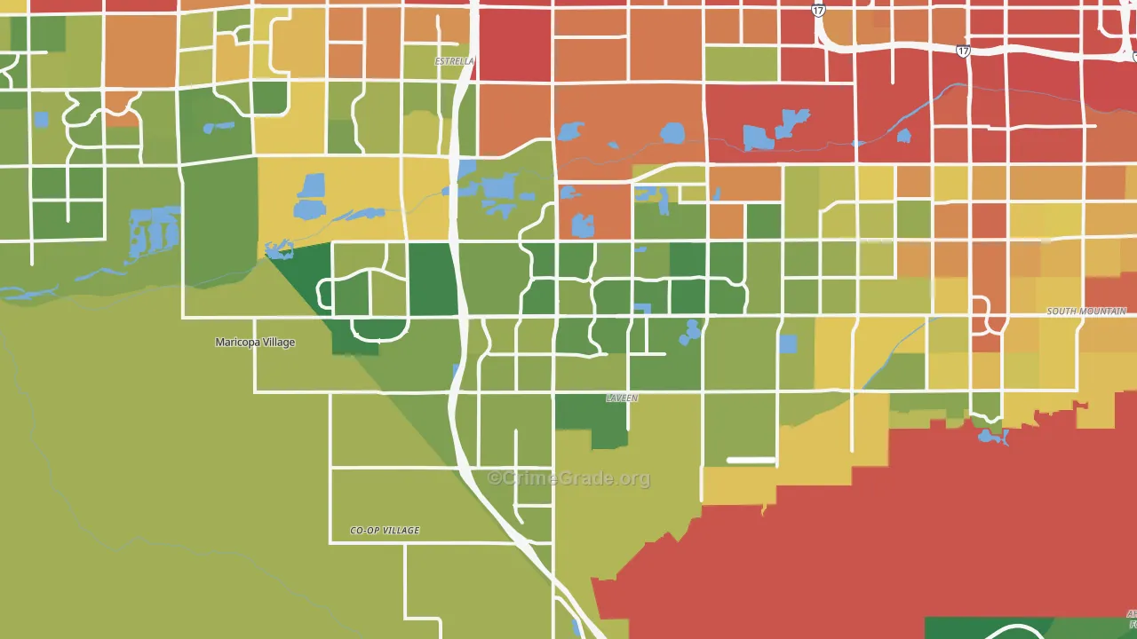 Laveen, AZ Map of Theft Rates