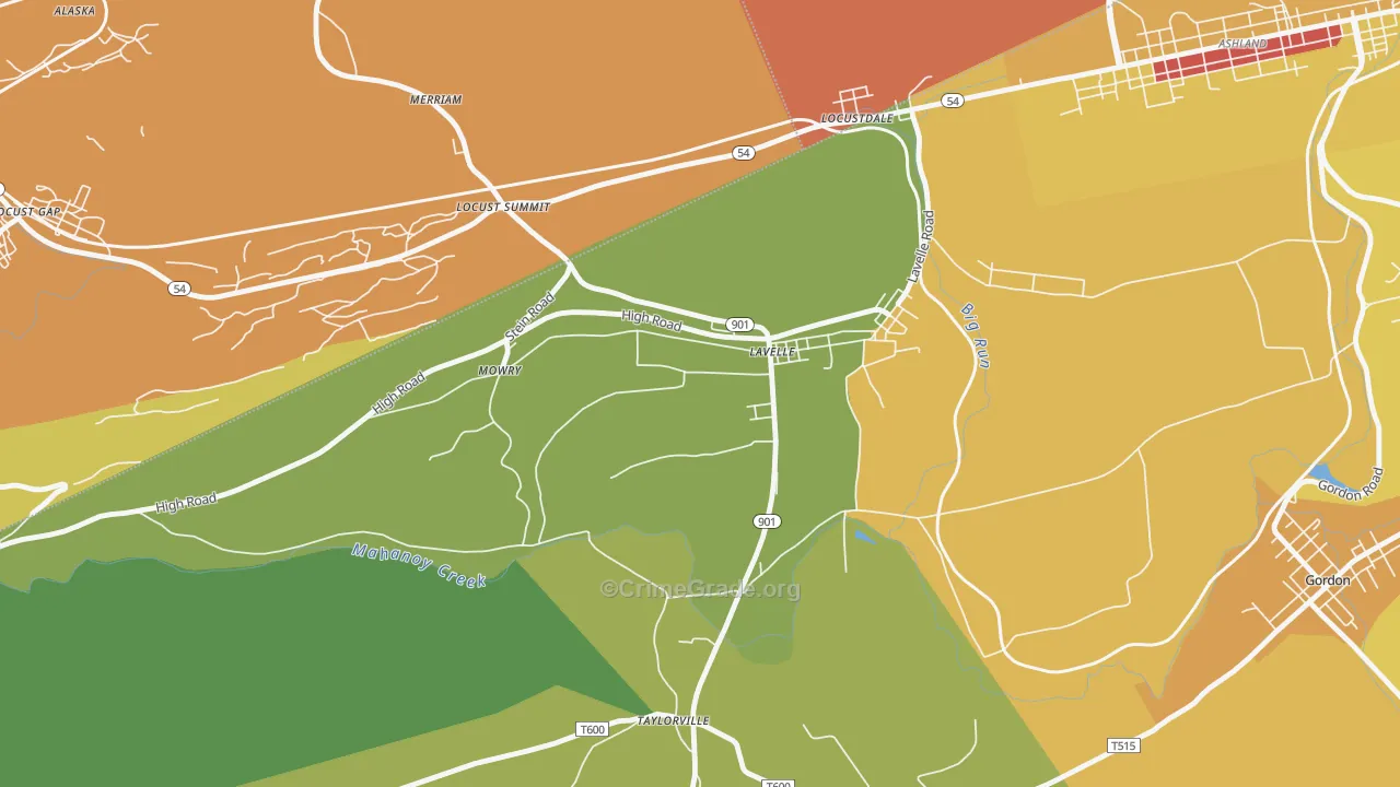 Lavelle, PA Map of Theft Rates