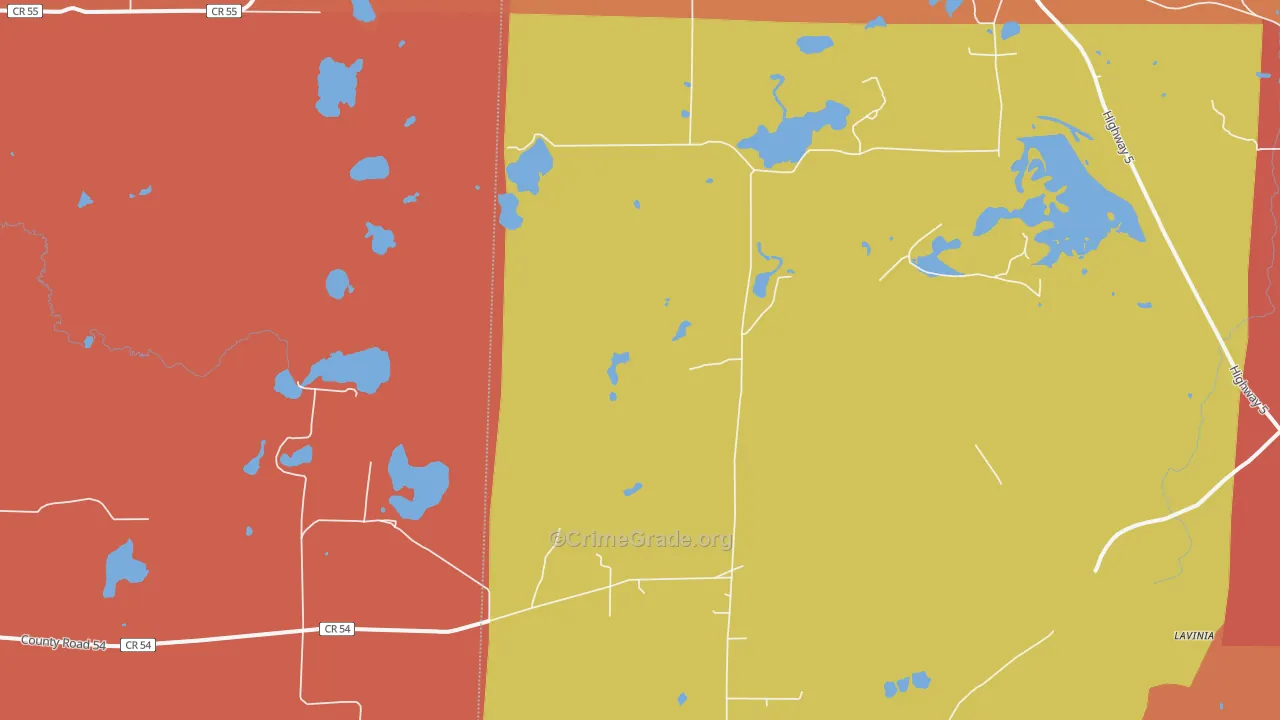 Lavinia, MN Map of Theft Rates