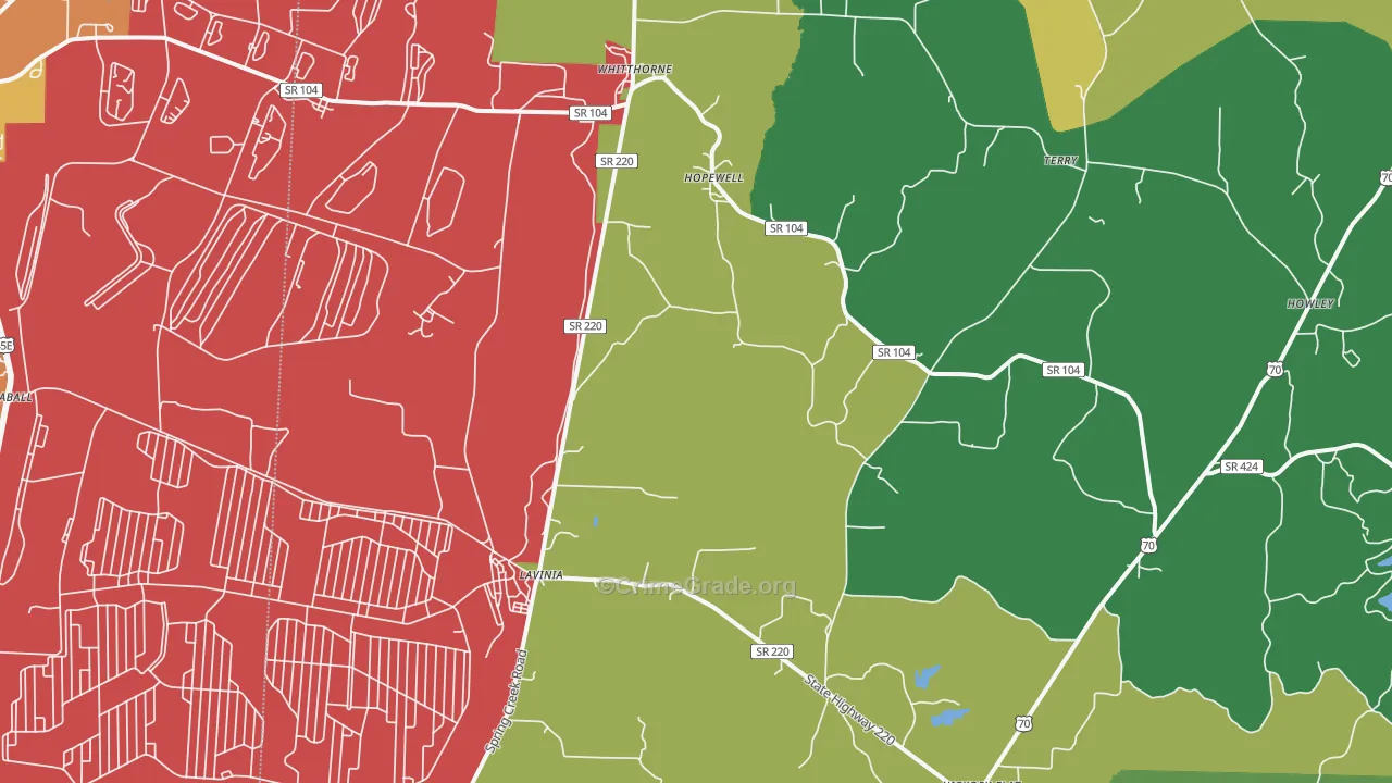 Lavinia, TN Map of Theft Rates