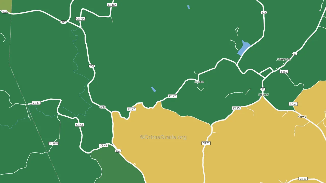 Lawco, OH Map of Theft Rates