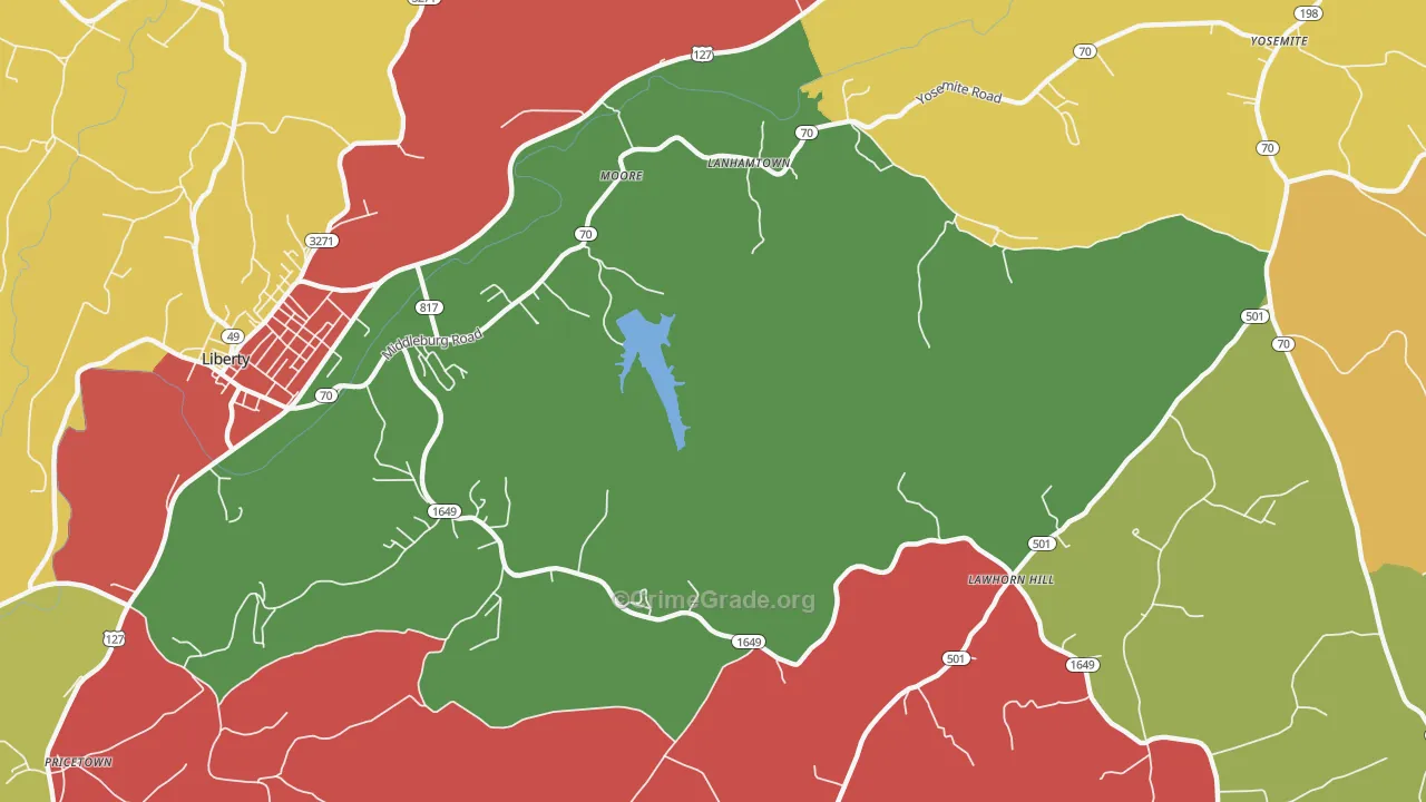Lawhorn Hill, KY Map of Theft Rates