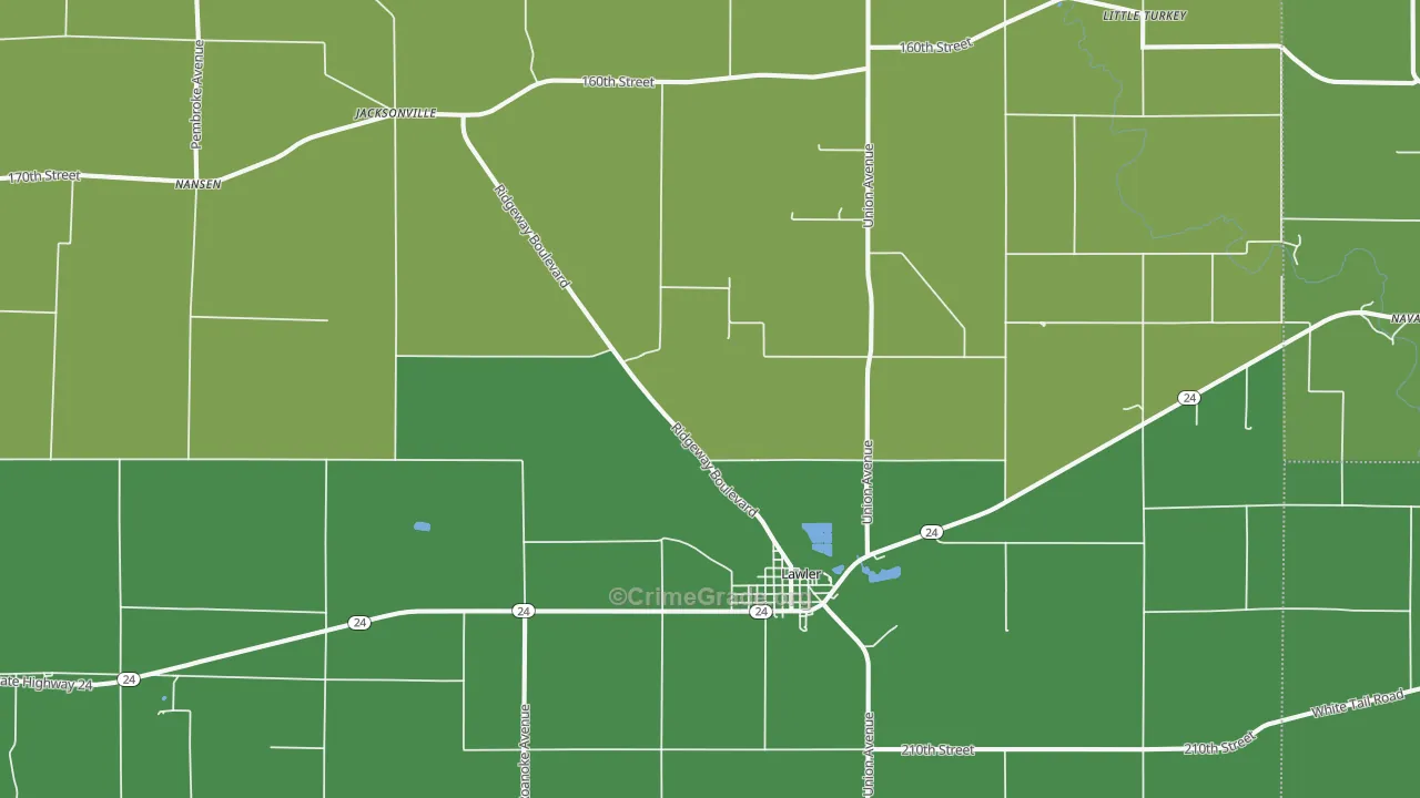 Lawler, IA Map of Theft Rates