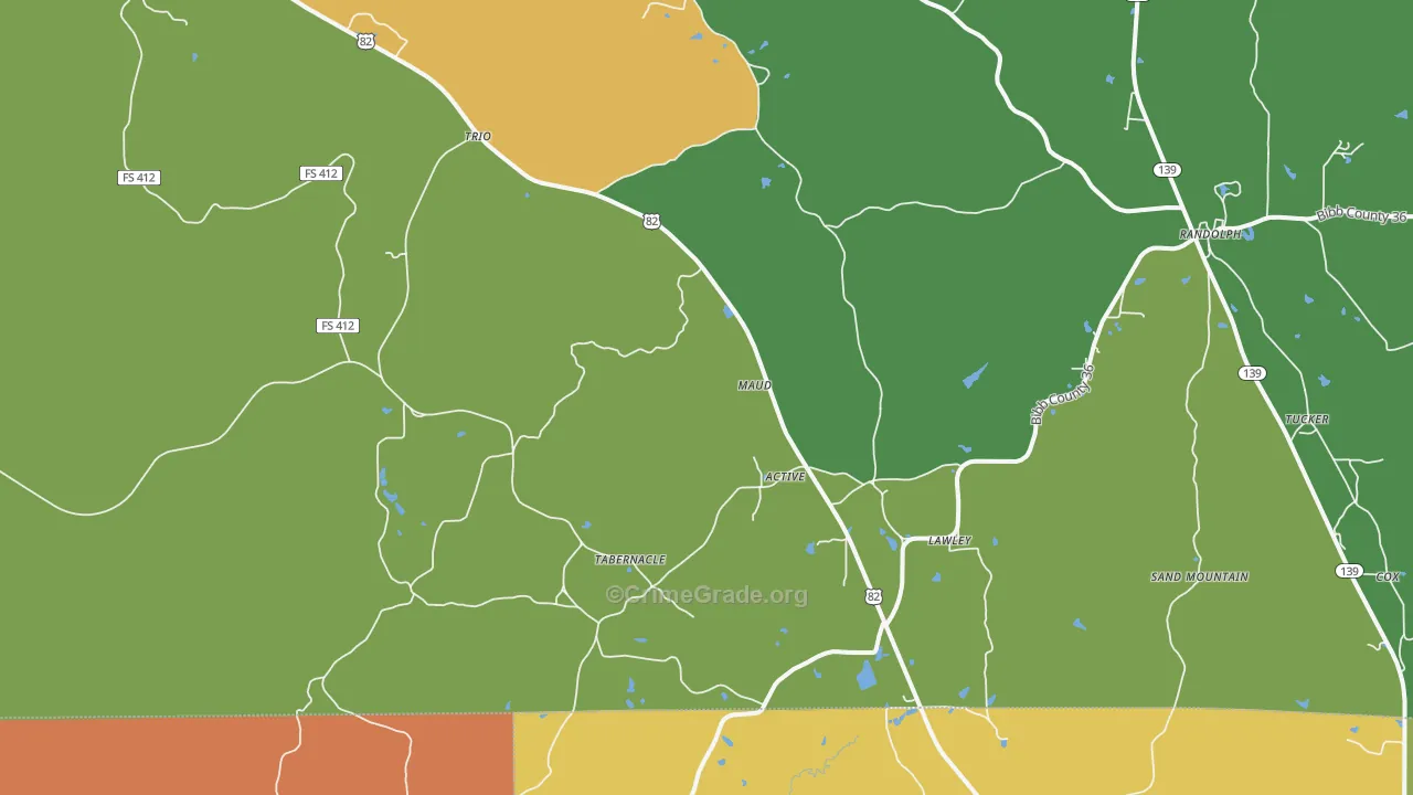 Lawley, AL Map of Theft Rates