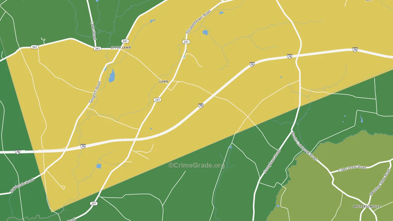 Lawn, PA Map of Theft Rates