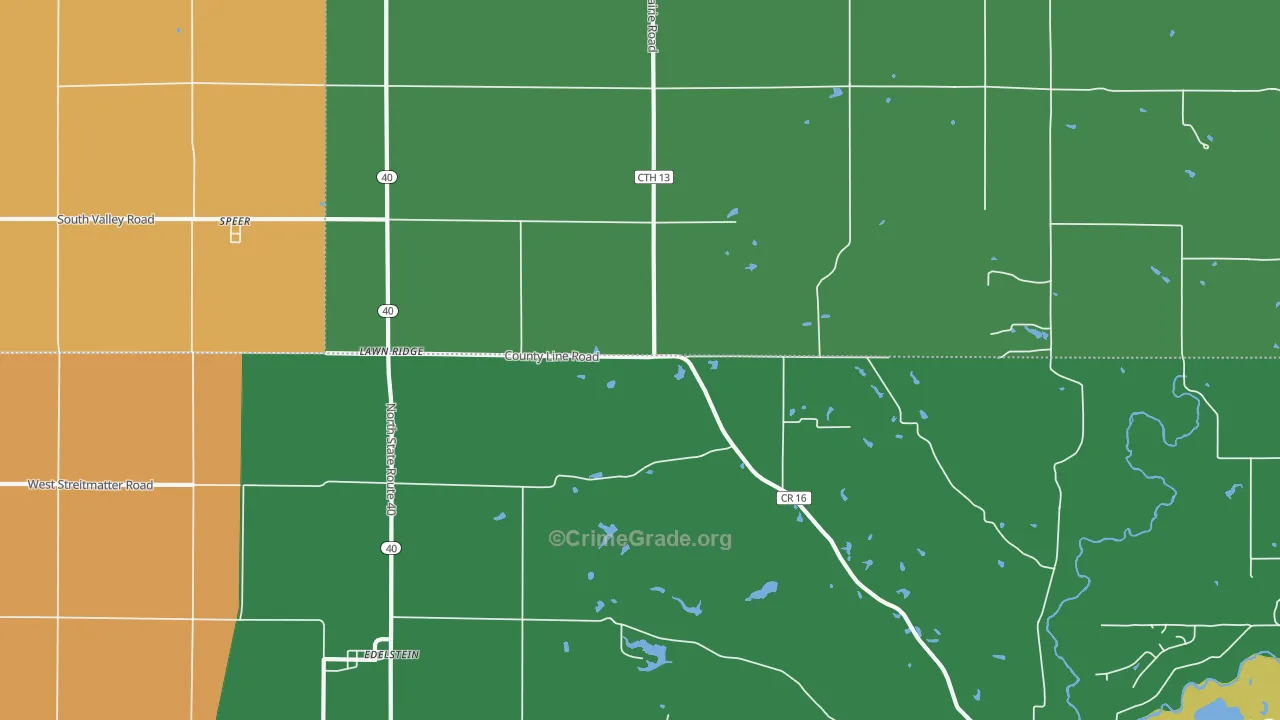Lawn Ridge, IL Map of Theft Rates
