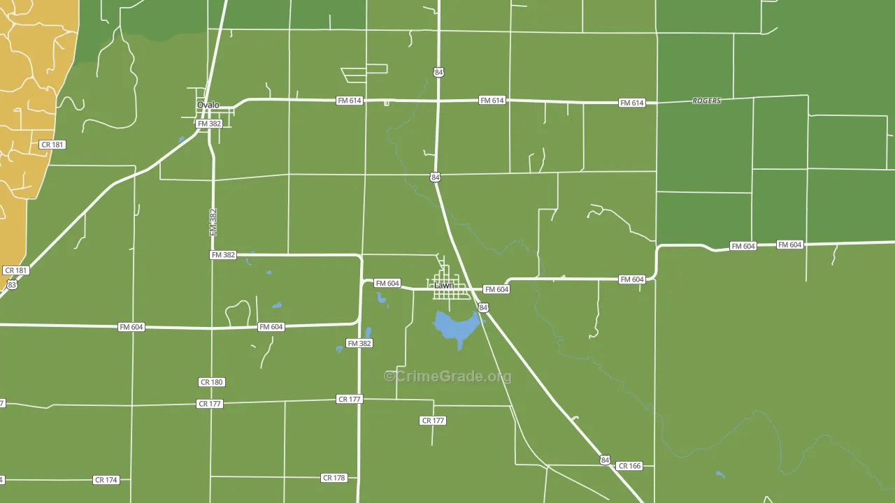 Lawn, TX Map of Theft Rates