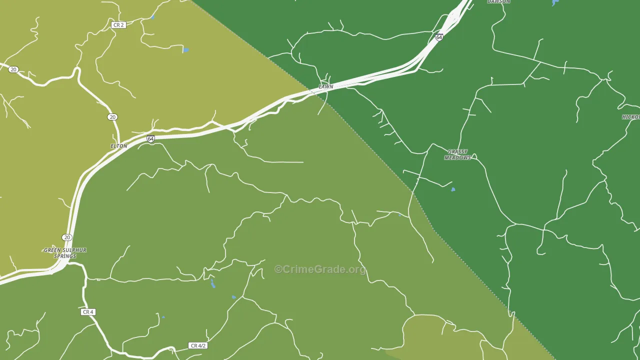 Lawn, WV Map of Theft Rates