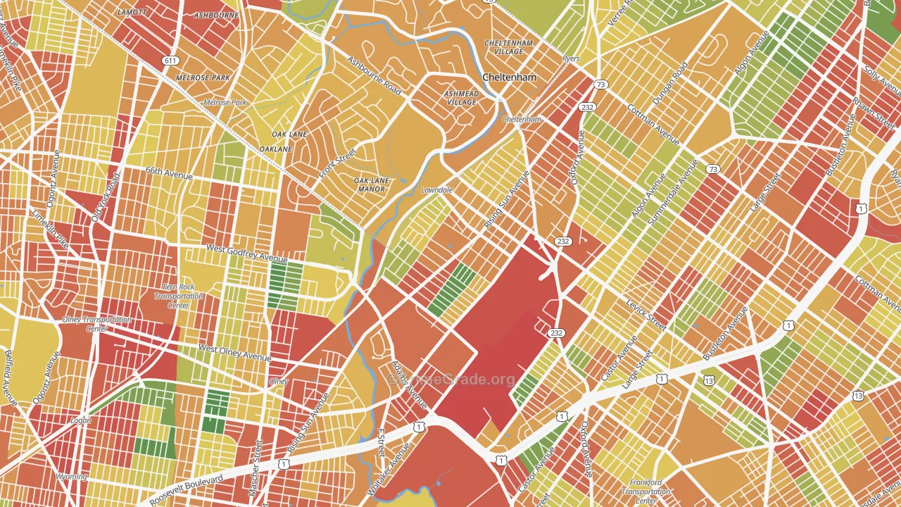 Lawncrest, Philadelphia, PA Map of Theft Rates