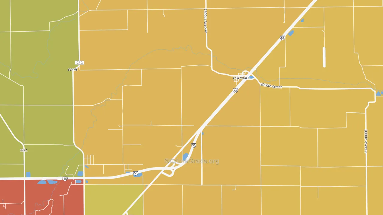 Lawndale, IL Map of Theft Rates