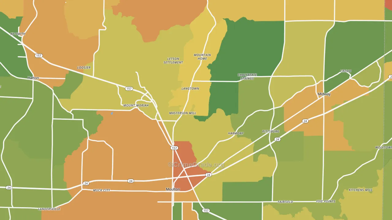 Lawrence County, AL Map of Theft Rates