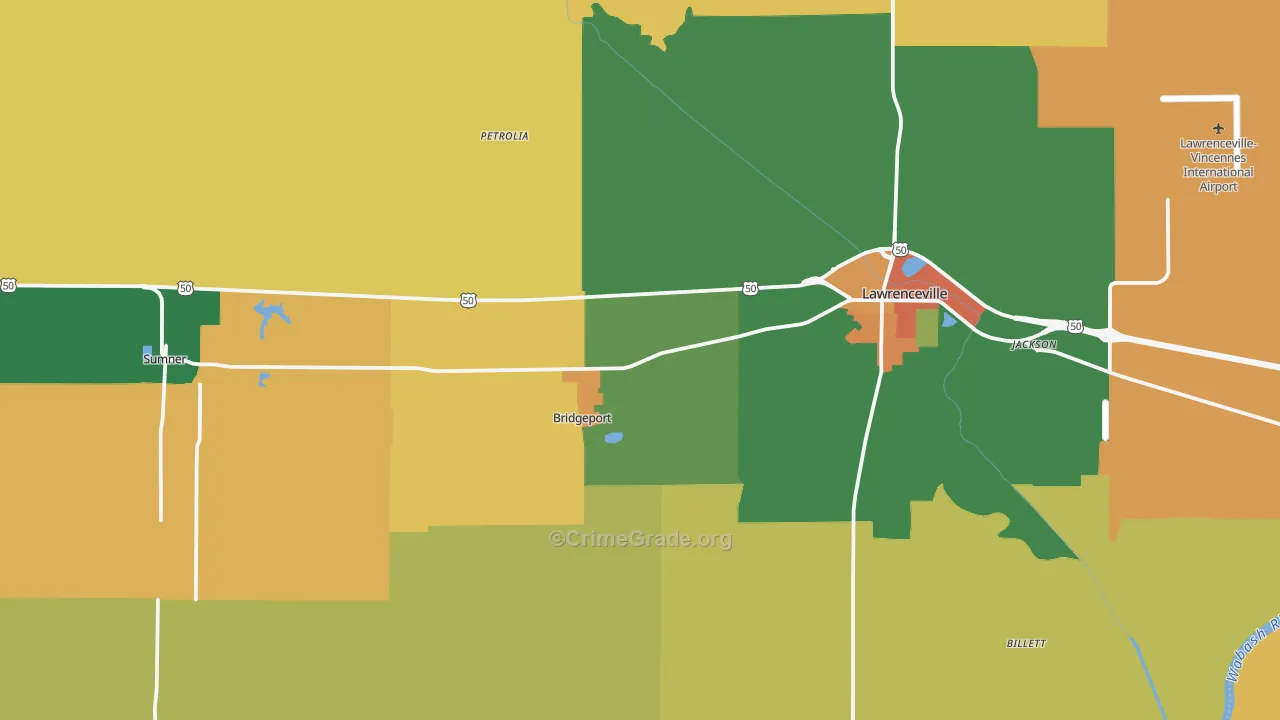 Lawrence County, IL Map of Theft Rates