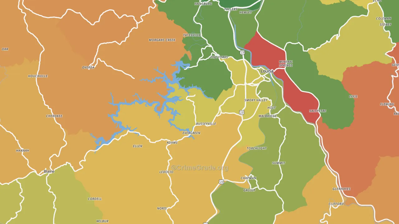Lawrence County, KY Map of Theft Rates