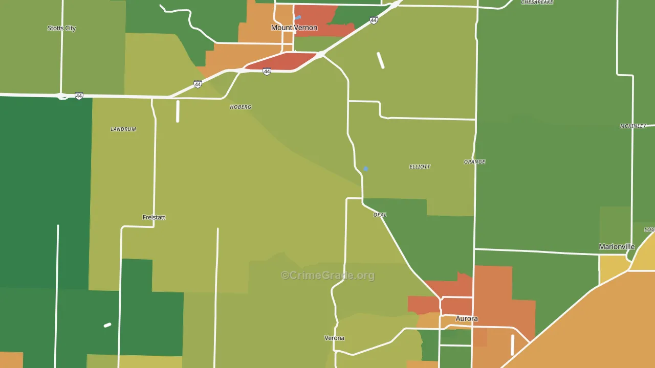 Lawrence County, MO Map of Theft Rates