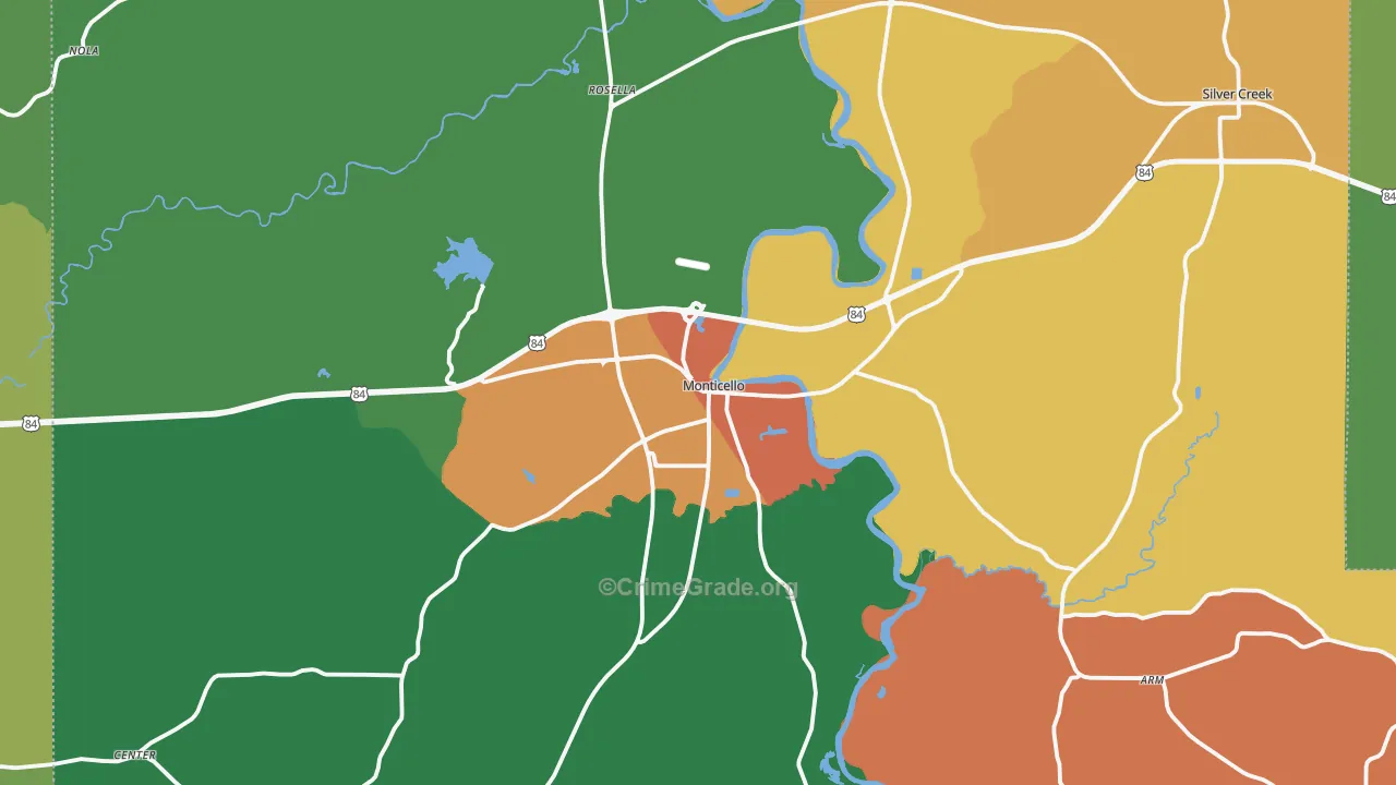 Lawrence County, MS Map of Theft Rates