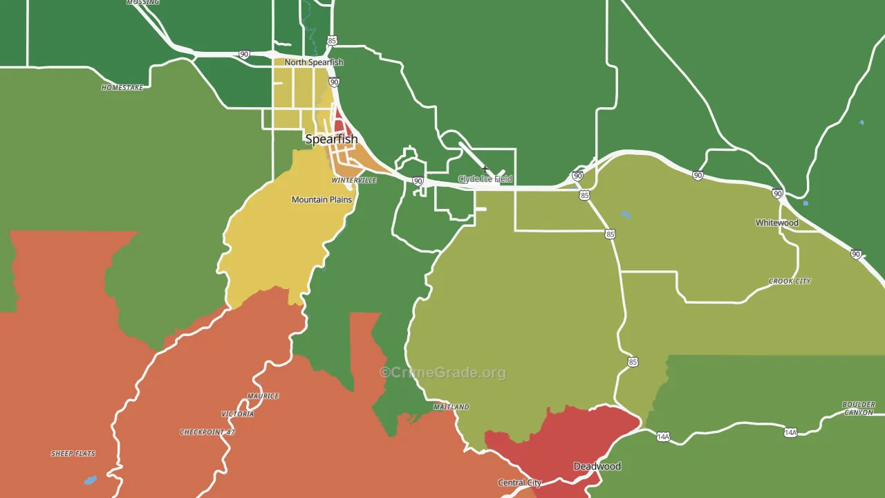 Lawrence County, SD Map of Theft Rates
