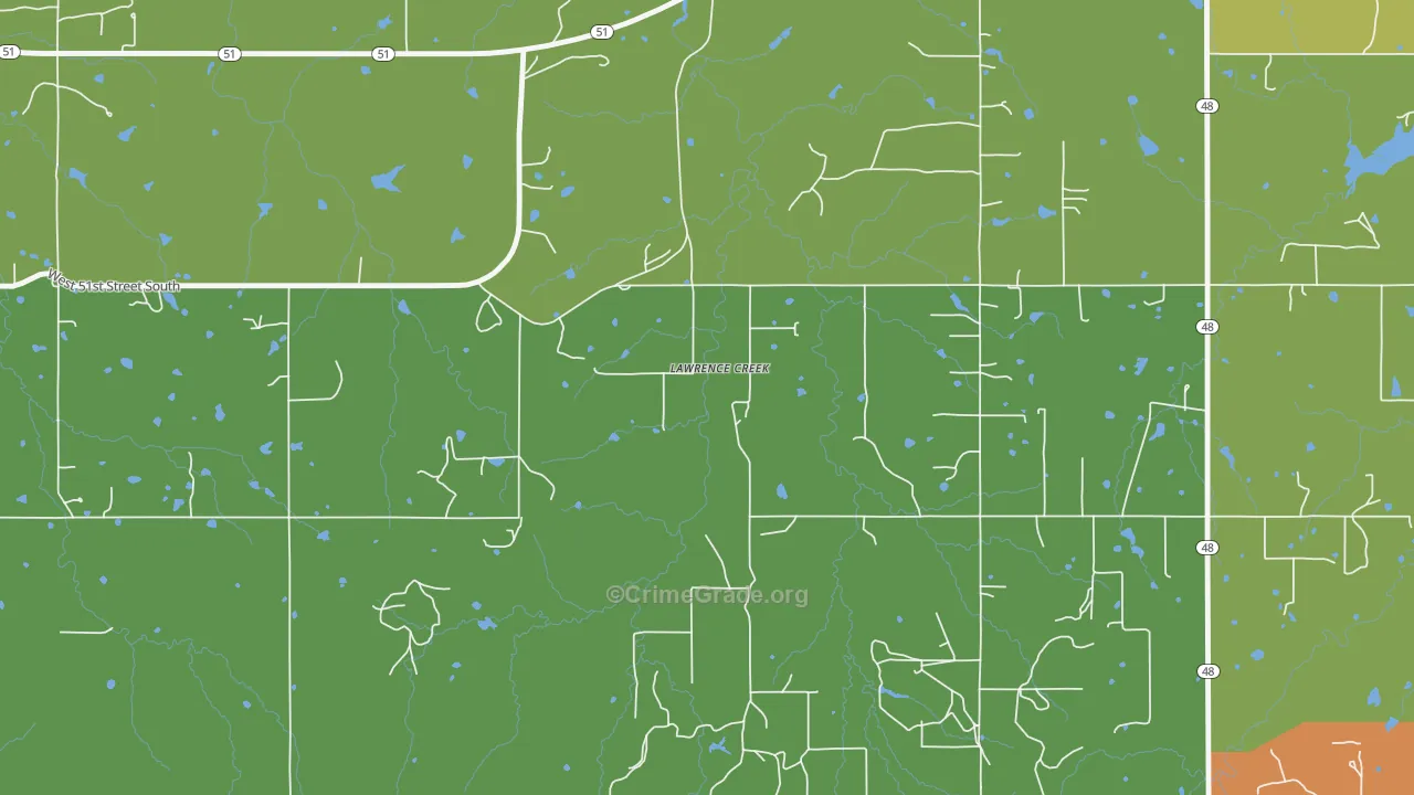 Lawrence Creek, OK Map of Theft Rates